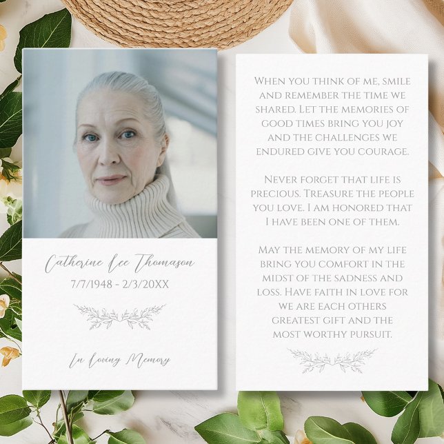 Cartão De Visita In Loving Memory Elegant Floral Prayer Card (In Loving Memory Elegant Floral Prayer Card
)