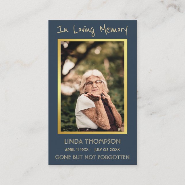 Cartão De Visita In Loving Memory Funeral Memorial Prayer Photo (Frente)