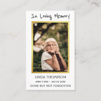 Cartão De Visita In Loving Memory Funeral Memorial Prayer Photo