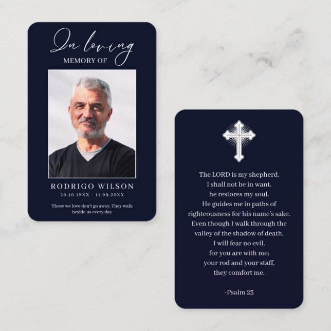 Cartão De Visita In Loving Memory Memorial Prayer Photo Cards (Frente/Verso)