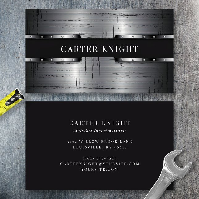 Cartão De Visita Industrial de Metal Arranhado (Criador carregado)