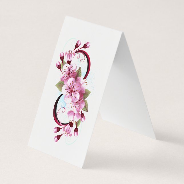 Cartão De Visita Infinidade com Flores de Flor Sakura (Verso)