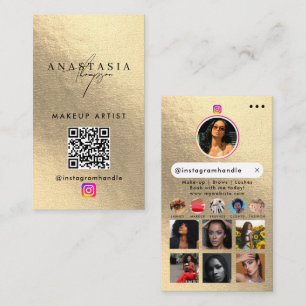 Cartão De Visita Influencer Beauty Unhas Mídia Social Dourada