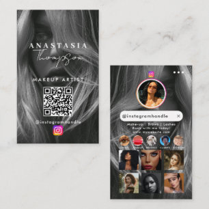 Cartão De Visita Influenciador Bela Unhas Mídia Social Preta Branco