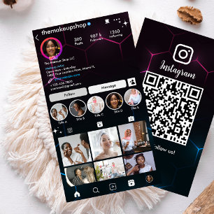 Cartão De Visita Influenciador do Instagram Código QR Preto Mídia S