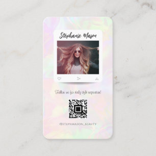 Cartão De Visita Influenciadora Digital Moderno Holográfico Menina
