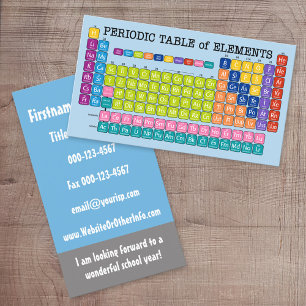 Cartão De Visita Informações de contacto do professor de ciência