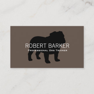 Cartão De Visita Inglês Bulldog Silhouette Black em Brown