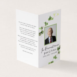 Cartão De Visita Inglês Ivy Vine Greenery Memorial Funeral
