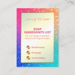 Cartão De Visita Ingredientes de perfumes com brilho no arco-íris