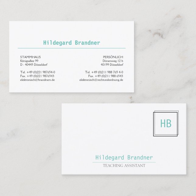 Cartão De Visita Iniciais (Frente/Verso)