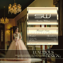 Cartão De Visita Iniciais 3D do Shimmer de Ouro Leve Elegante