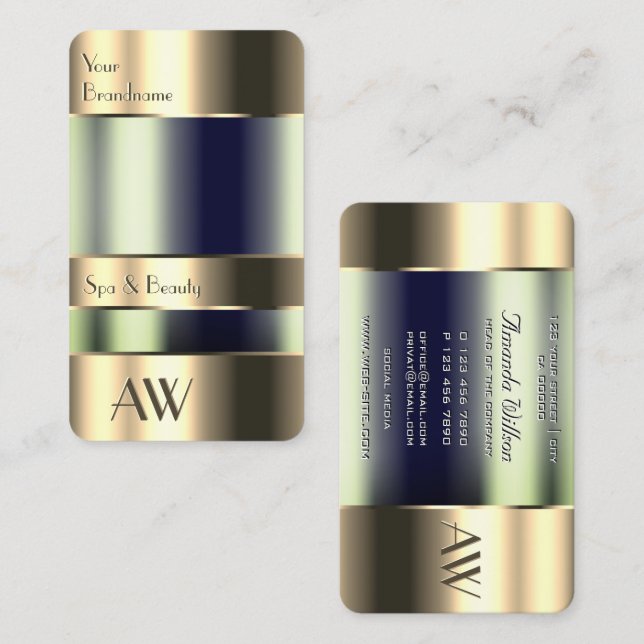 Cartão De Visita Iniciais 3D Douradas e embebidas em vidro Ópticos  (Frente/Verso)