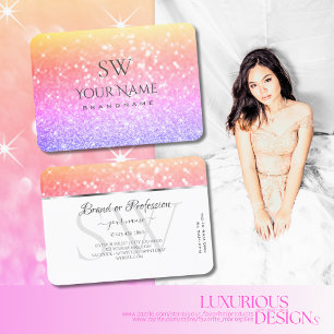 Cartão De Visita Iniciais Coloridos de Glitter Arco-Íris do Unicor