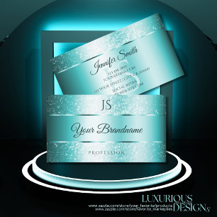 Cartão De Visita Iniciais de Brilhante de Gradientes de Teal Elegan