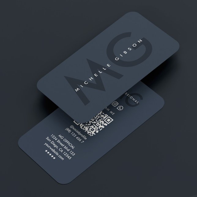 Cartão De Visita Iniciais de carvão profissional mínimo modernos (Minimal Professional Charcoal Initials Modern Business Card
)