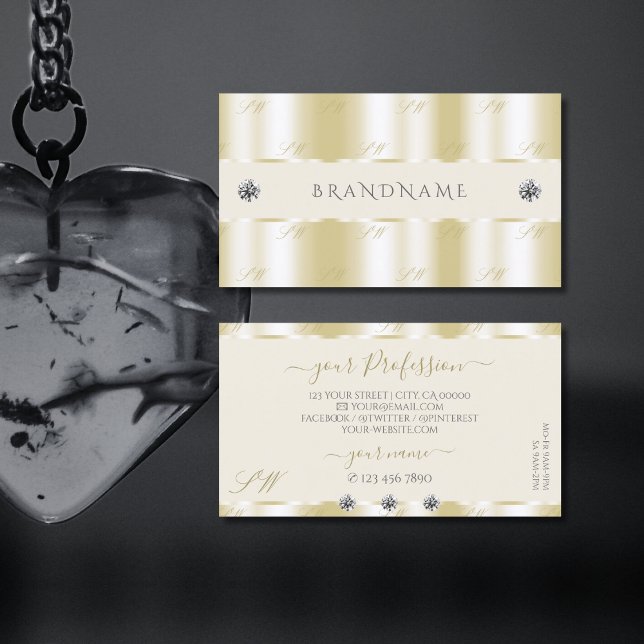 Cartão De Visita Iniciais de Diamantes Sparkle Dourados Shimmery Lu (Criador carregado)