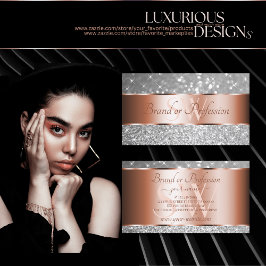 Cartão De Visita Iniciais de Estrelas Luminosas para rosa Douradas 