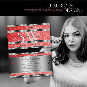 Cartão De Visita Iniciais de Estrelas Vermelhas de Ruby Luminosa Si