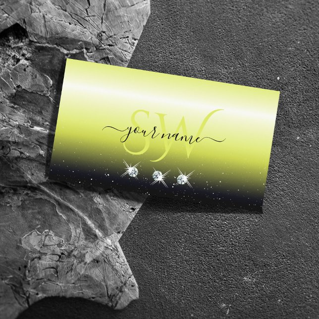 Cartão De Visita Iniciais de Joias Sparkle de Gradiente Preto-Amare (Criador carregado)