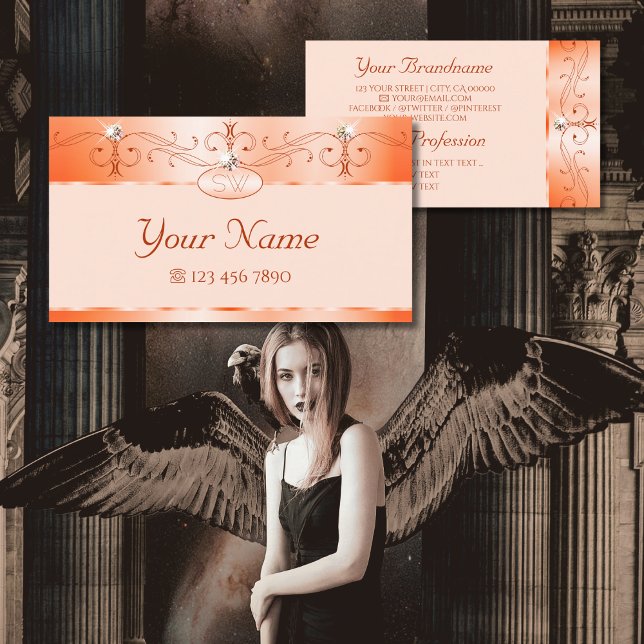 Cartão De Visita Iniciais de Jovens Espumantes de Ornamentado de Lu (Criador carregado)