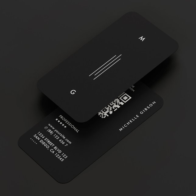 Cartão De Visita Iniciais de Linha Simples Profissional Moderno Pre (Modern Professional Simple Line Initials Black Business Card
)