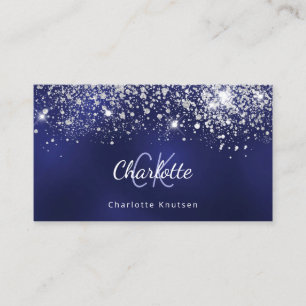 Cartão De Visita Iniciais de monograma branco azul