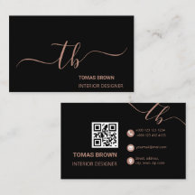 Iniciais de monograma preto rosa dourado elegante