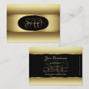 Cartão De Visita Iniciais de Omã Preto Preto Preto Dourado Quadro d