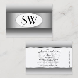 Cartão De Visita Iniciais de Ombre Branco e cinza Quadro de Oval Pr