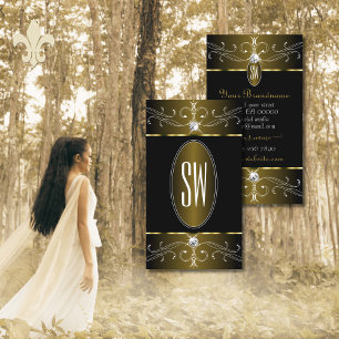 Cartão De Visita Iniciais de ornamentos de Ornamentados Dourados e