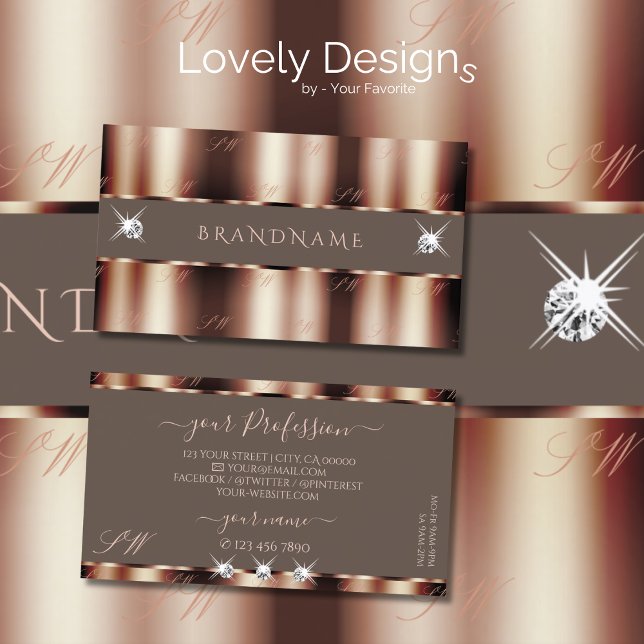 Cartão De Visita Iniciais de Ouros Castanhos-de-Orelha Dourados do  (Criador carregado)