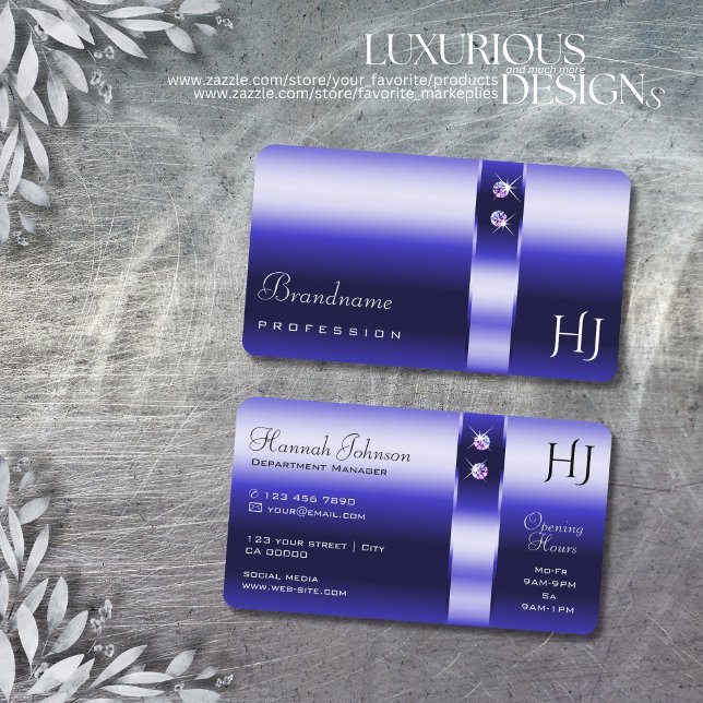 Cartão De Visita Iniciais de Ouros de Shimmering com Gradiente Azul (Criador carregado)