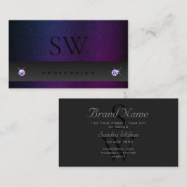 Cartão De Visita Iniciais de Padrão de Gradiente Roxo Azul de Cinza
