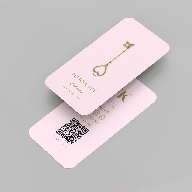 Cartão De Visita Iniciais do Agente Imobiliário Moderno do Realtor (Modern Realtor Real Estate Agent Initials monogram pink Business Card
)