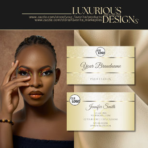 Cartão De Visita Iniciais do logotipo Pastel Dourado Cream Sparkle 