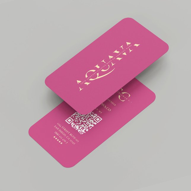 Cartão De Visita Iniciais Dourados do Monograma da Empresa Moderna  (Modern Company Monogram Gold Initials Pink Business Card
)