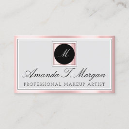 Cartão De Visita Iniciais Evento Monograma Planeador Rosa Quadro Mo