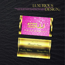 Cartão De Visita Iniciais Glitter Brilhante Rosa Dourada de luxo