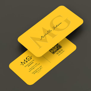 Cartão De Visita Iniciais Mínimas de Marketing Amarelo Profissional