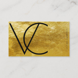 Cartão De Visita Iniciais Modernos Gold Foil Simples