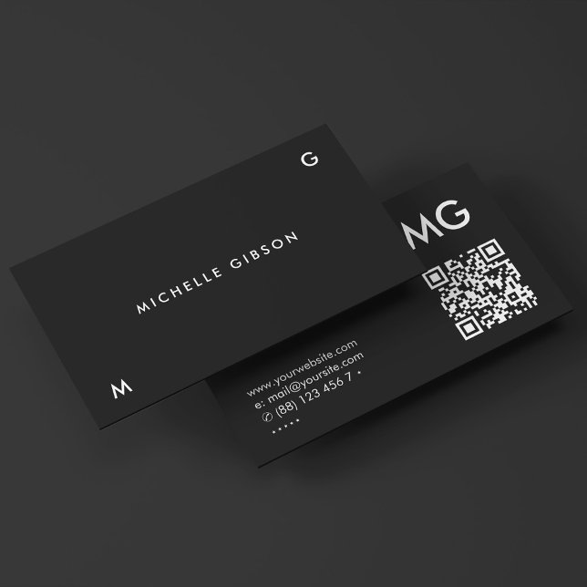 Cartão De Visita Iniciais profissionais pretos mínimos simples (Minimal Simple Black Professional Initials Business Card
)