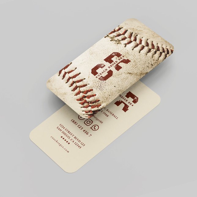 Cartão De Visita Iniciais Russos de Baseball Coach Monograma (Baseball Coach Monogram Rustic Baseball Initials Business Card
)