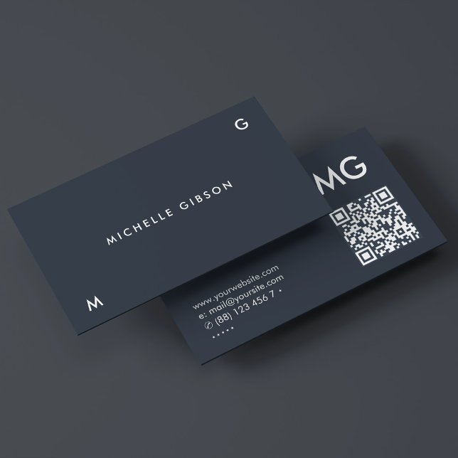Cartão De Visita Iniciais Simples Carvões Azul Escuro Profissional (Simple Initials Professional Dark Blue Charcoal Business Card
)