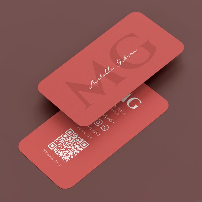 Cartão De Visita Iniciais Simples Profissionais Corais Escuros Mode (Professional Simple Initials Dark Coral Modern Business Card
)