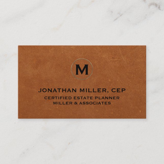 Cartão de visita inicial Dourada de couro mínimo d (Frente)