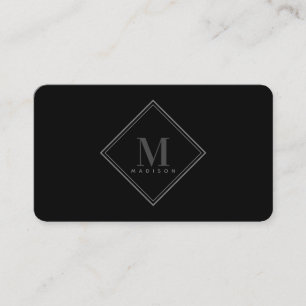 Cartão De Visita Inicial Monograma Simples Preto Contemporâneo Mode
