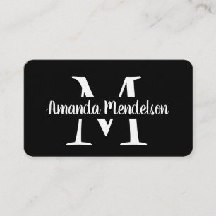 Cartão De Visita Inicial preto e branco moderna