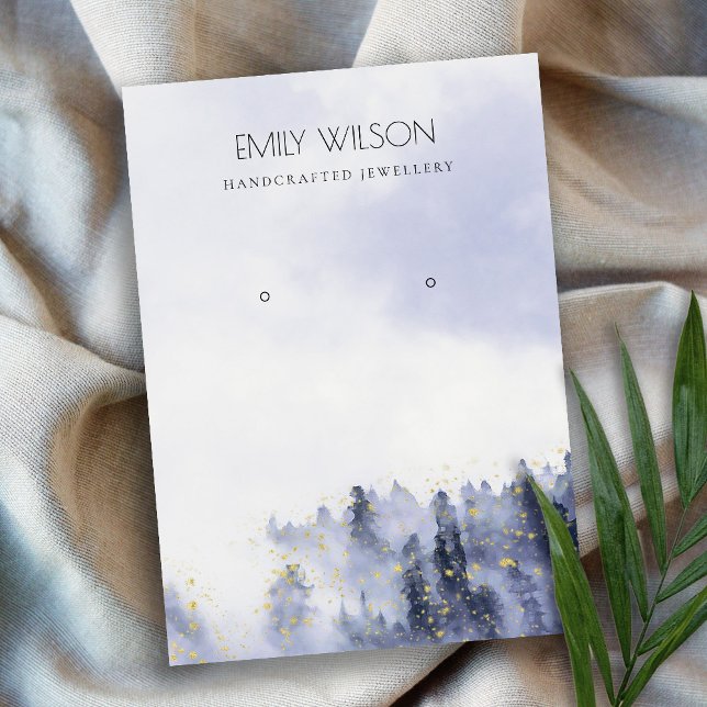 CARTÃO DE VISITA INK BLUE VIOLET FOG SNOW LANDSCAPE EARRING DISPLAY (Criador carregado)