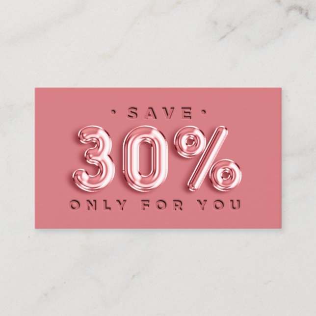 Cartão De Visita INSERIR CÓDIGO QRCODE 30% OFF Rosa CÓDIGO de Desco (Frente)